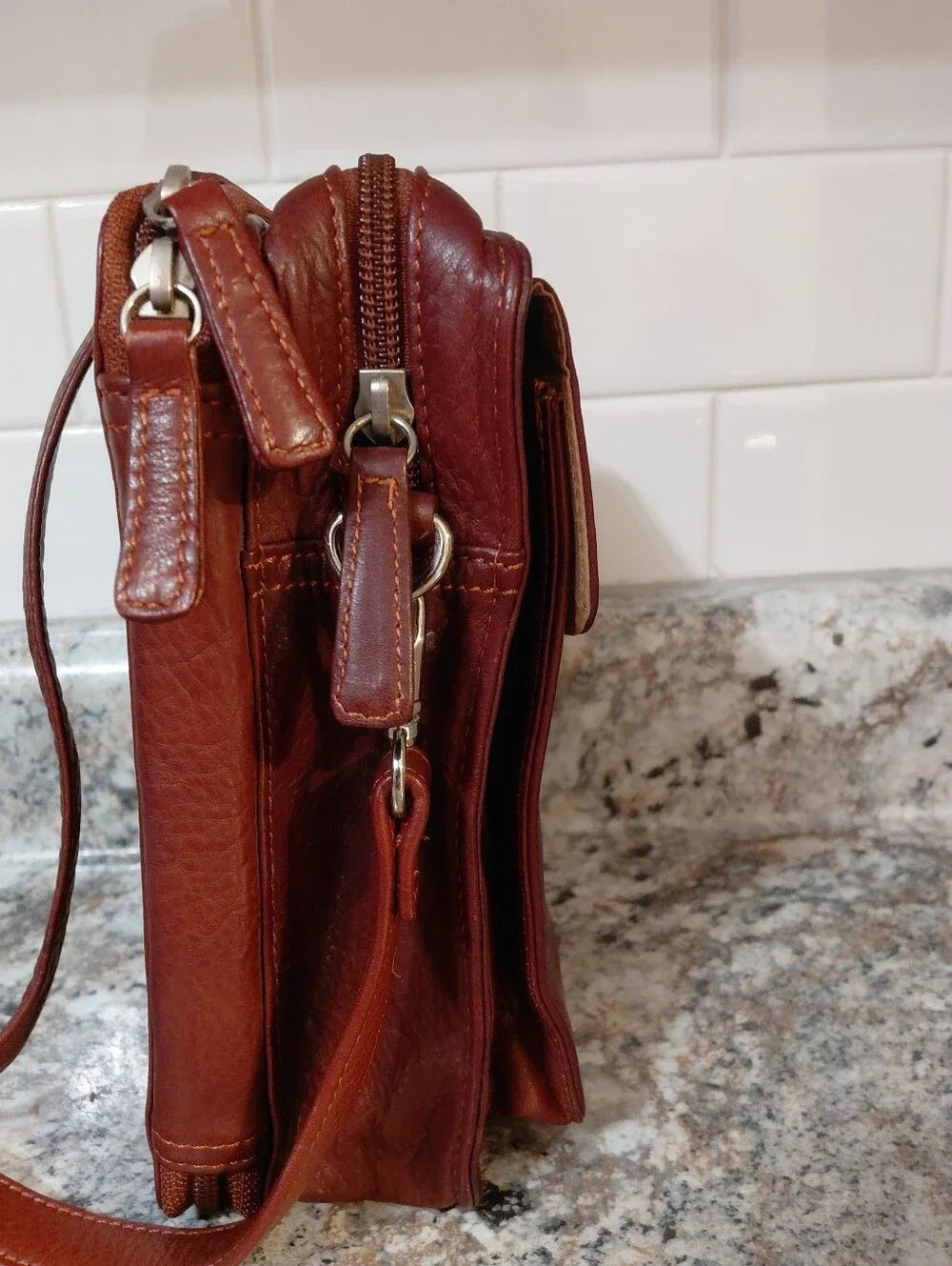 Osgoode Marley Small Leather On The Go Travel Crossbody Bag In Chestnut Brown